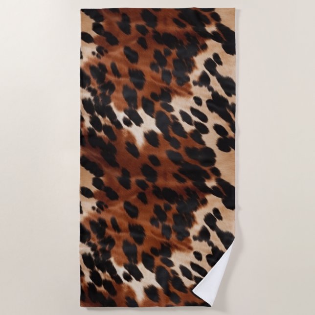 Toalla De Playa Cream Brown Black Piel de vaca (Anverso)