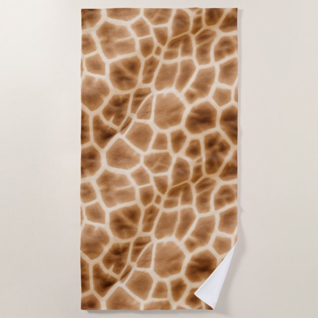 Toalla De Playa Cream Brown Giraffe Animal Print (Anverso)
