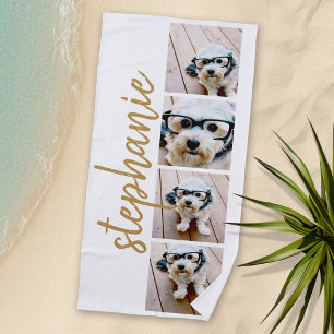 Toalla De Playa Crear su propio nombre de guión de 4 Collages de f