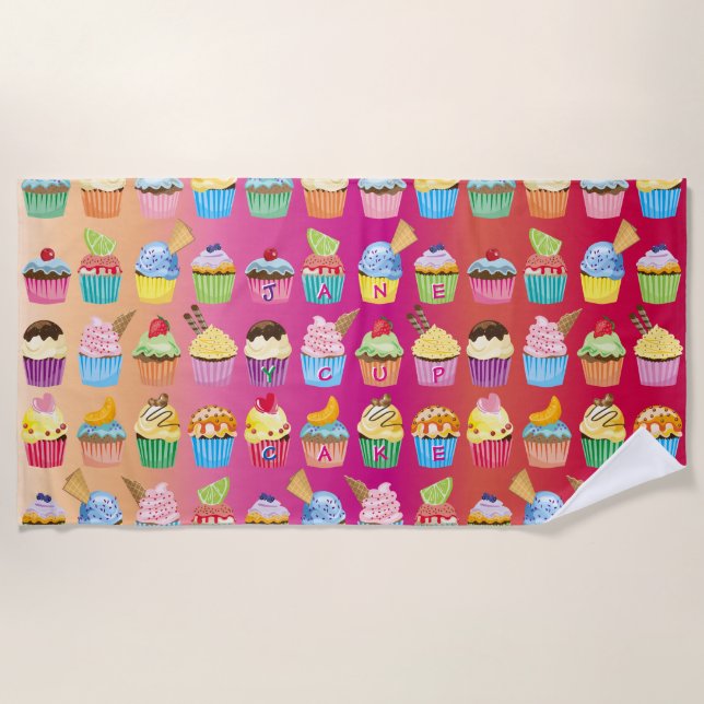 Toalla De Playa Cree sus propias invitaciones deliciosas del (Anverso)