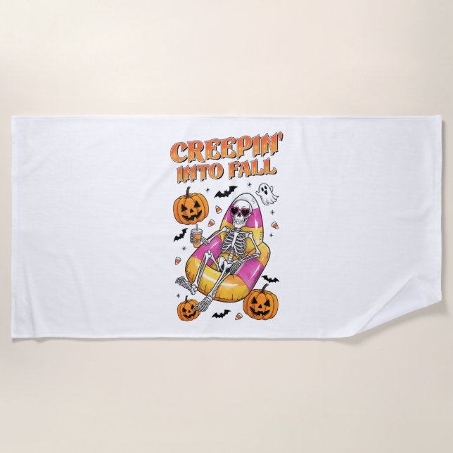 Toalla De Playa Creepin retro en Halloween otoñal (Anverso)