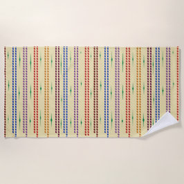 Toalla De Playa crema con rayas multicolor