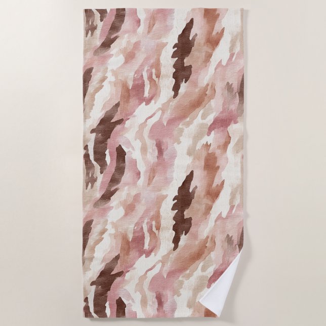 Toalla De Playa Crema rosa chocolate marrón (Anverso)