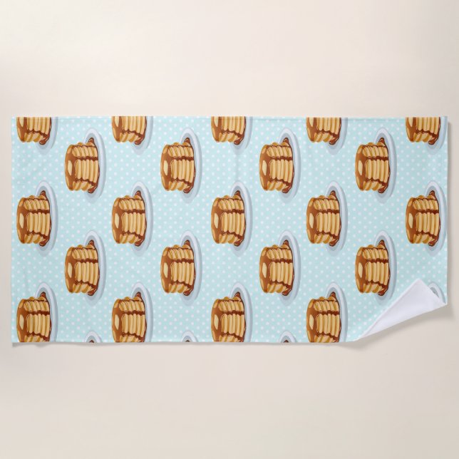 Toalla De Playa Crepes con jarabe de arce y patrón Polkadot (Anverso)