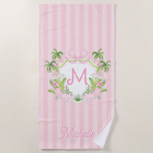 Toalla De Playa Crest Monograma de Palm Beach Elegante