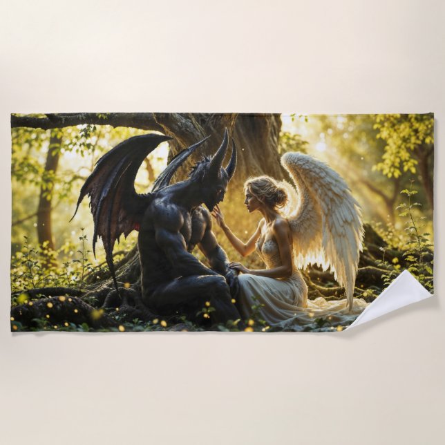 Toalla De Playa Criaturas celestes fantasía de demonios de ángel (Anverso)