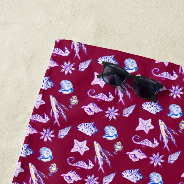 Toalla De Playa Criaturas oceánicas de la cabeza atlética de niño  (In situ)