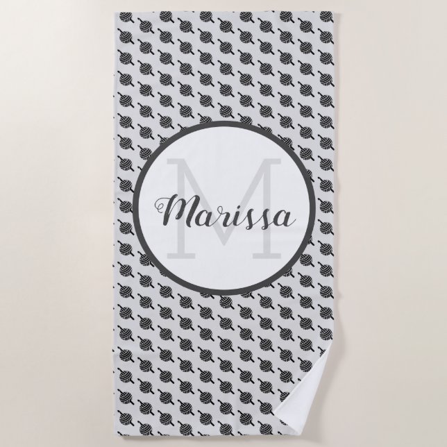 Toalla De Playa Crochet Hook Yarn & Crafn Nombre / Inicial (Anverso)