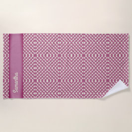 Toalla De Playa Crochet Yarn rosa - Personalizar con su nombre