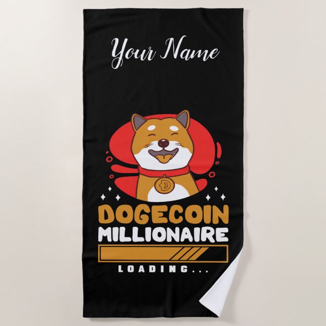 Toalla De Playa Crypto DogeCoin Millonario Cargando (Anverso)