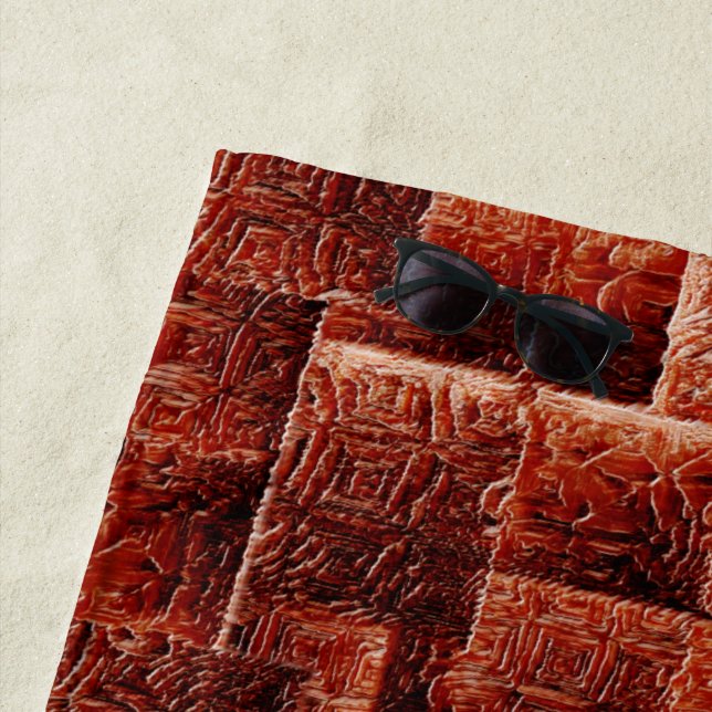 Toalla De Playa Cuadrados con textura de pared roja oscura y clara (In situ)