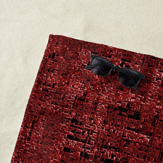 Toalla De Playa Cuadrados pequenos vermelhos sobrepostos empapados (In situ)