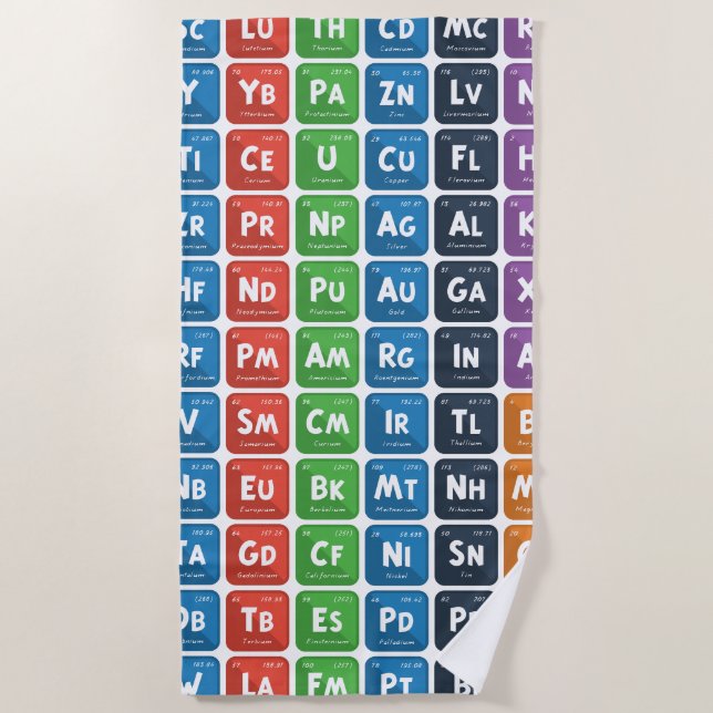 Toalla De Playa Cuadro periódico de los elementos 3 (Anverso)