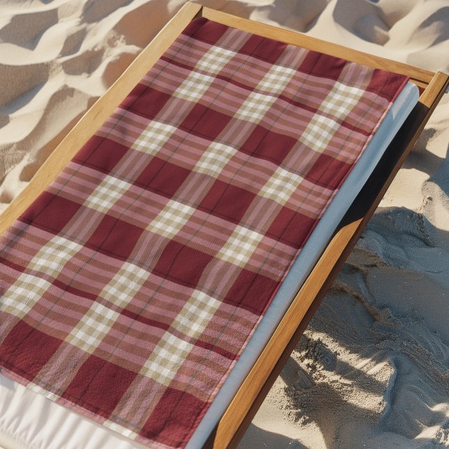 Toalla De Playa Cuadro Rojo Beige Clásico (Subido por el creador)