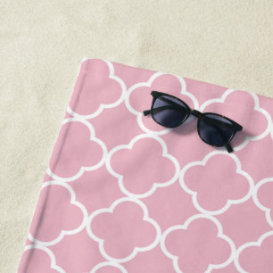 Toalla De Playa Cuatrefoil rosa, lámina de labranza, enrejado marr