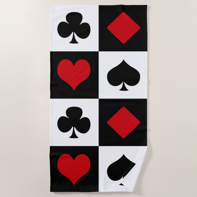 Toalla De Playa Cuatro trajes de cartas (Anverso)