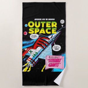 Toalla De Playa Cubierta de cómics de Retro Sci-Fi Adventure Space