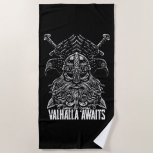 Toalla De Playa Cuervos de Odín Mitología vikinga Valhalla espera