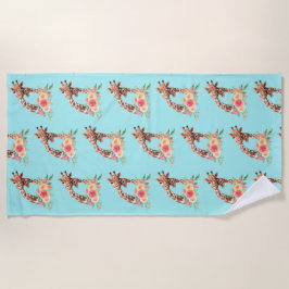 Toalla De Playa Cuidada jirafa acuarela mamá y bebé