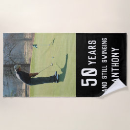 Toalla De Playa Cumpleaños Golfer Funny 50th happy Par Photo