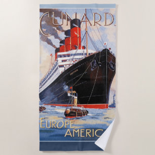 TOALLA DE PLAYA CUNARD OCEAN LINER AQUITANIA