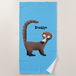 Toalla De Playa Curioso ilustracion personalizado de coatimundi