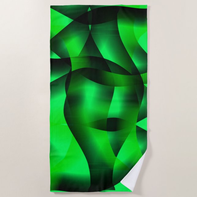 Toalla De Playa Curling verde limón y negro, con sombra? (Anverso)