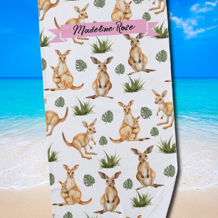 Toalla De Playa Curte Kangaroo Print Animal Aovers Wallaby Wildlif