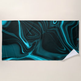 Toalla De Playa Curvas de cian claro y oscuro sobre fondo oscuro.