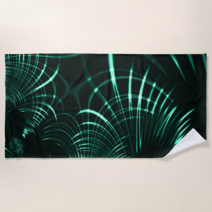 Toalla De Playa Curvas punteadas en combinación de verde selva y n