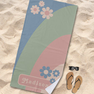 Toalla De Playa Curvas retro Groovy Floral