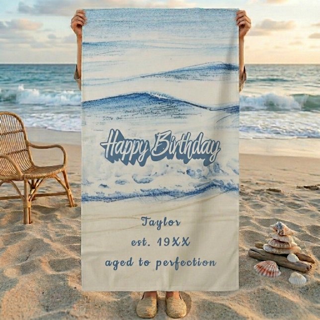 Toalla De Playa Custom Birthday Beach Towel  (Custom Birthday Beach Towel)