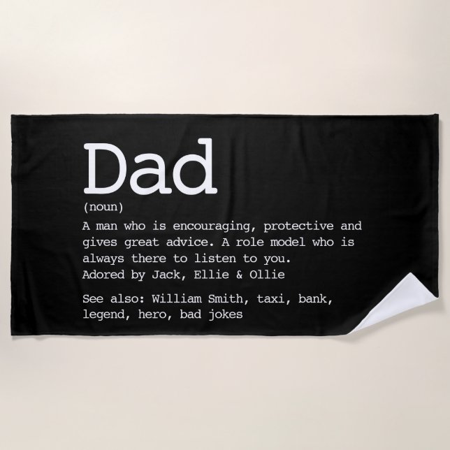 Toalla De Playa Custom Dad Definition Black And White (Anverso)