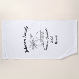 Toalla De Playa Custom Family Reunion Beach Summer Vacation White