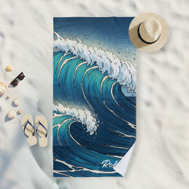 Toalla De Playa Custom Large Ocean Wave Graphic Beach Towel 