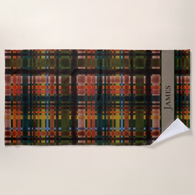 Toalla De Playa CUSTOM Modern Midcentury Madras (Anverso)