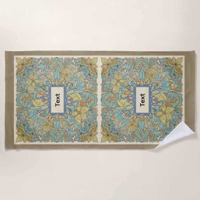 Toalla De Playa Custom Name Artistic Zentangle Beach Towel (Anverso)