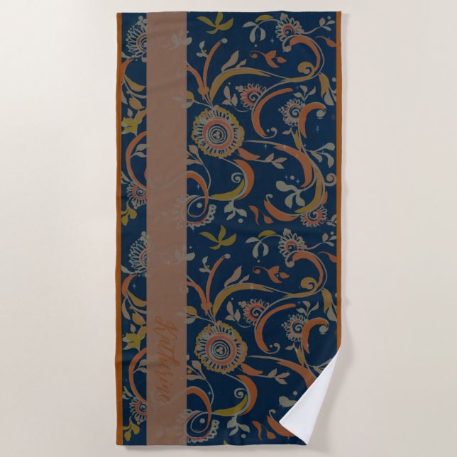 Toalla De Playa CUSTOM Tumeric + Ginger Swirl Motif  (Anverso)