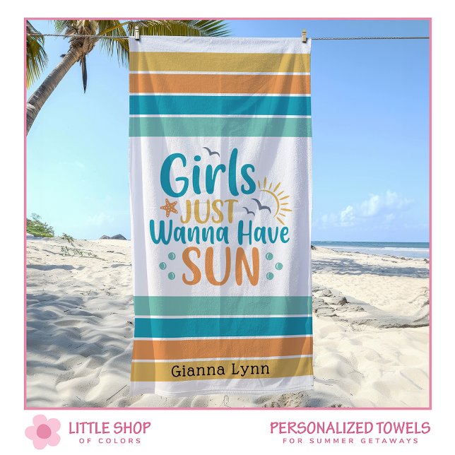 Toalla De Playa Customizable Girls Just Wanna Have Sun (Subido por el creador)