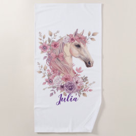 Toalla De Playa Customizable Pretty Ponies and Petals
