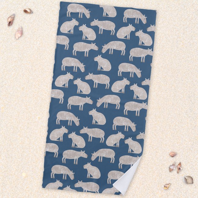 Toalla De Playa Cute Capybara (Fun Capybara pattern beach towel)