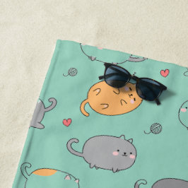 Toalla De Playa Cute & Cozy Sleepy Cat Dreams Pattern