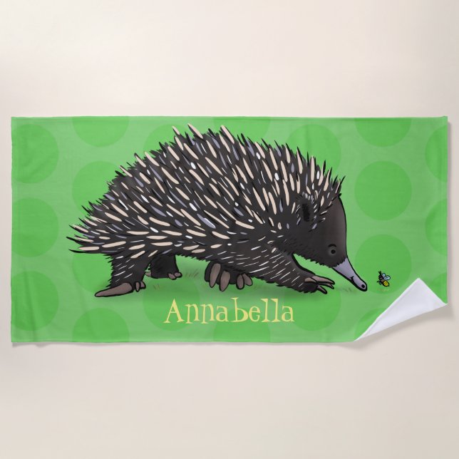 Toalla De Playa Cute echidna con ilustracion de personalizado de a (Anverso)