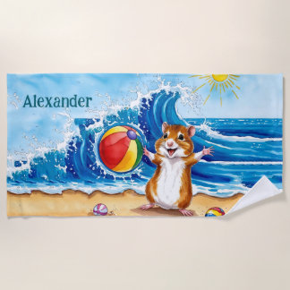 Toalla De Playa Cute Hamster Personalizado