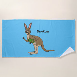 Toalla De Playa Cute happy Australian kangaroo illustration