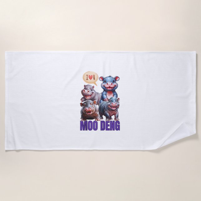 Toalla De Playa Cute Hippo Moo Deng Tee, Guay Moo Deng Hippo Lover (Anverso)