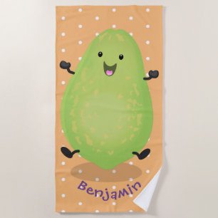 Toalla De Playa Cute kawaii papaya paw personalizado ilustracion