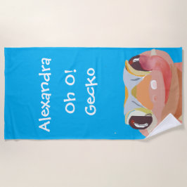 Toalla De Playa Cute Kids Blue Gecko (lagarto) Nombre Cita diverti