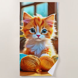 Toalla De Playa Cute Kitten Yarn