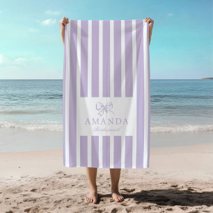 Toalla De Playa Cute Lavender Bow Coquette Preppy Bridal Party